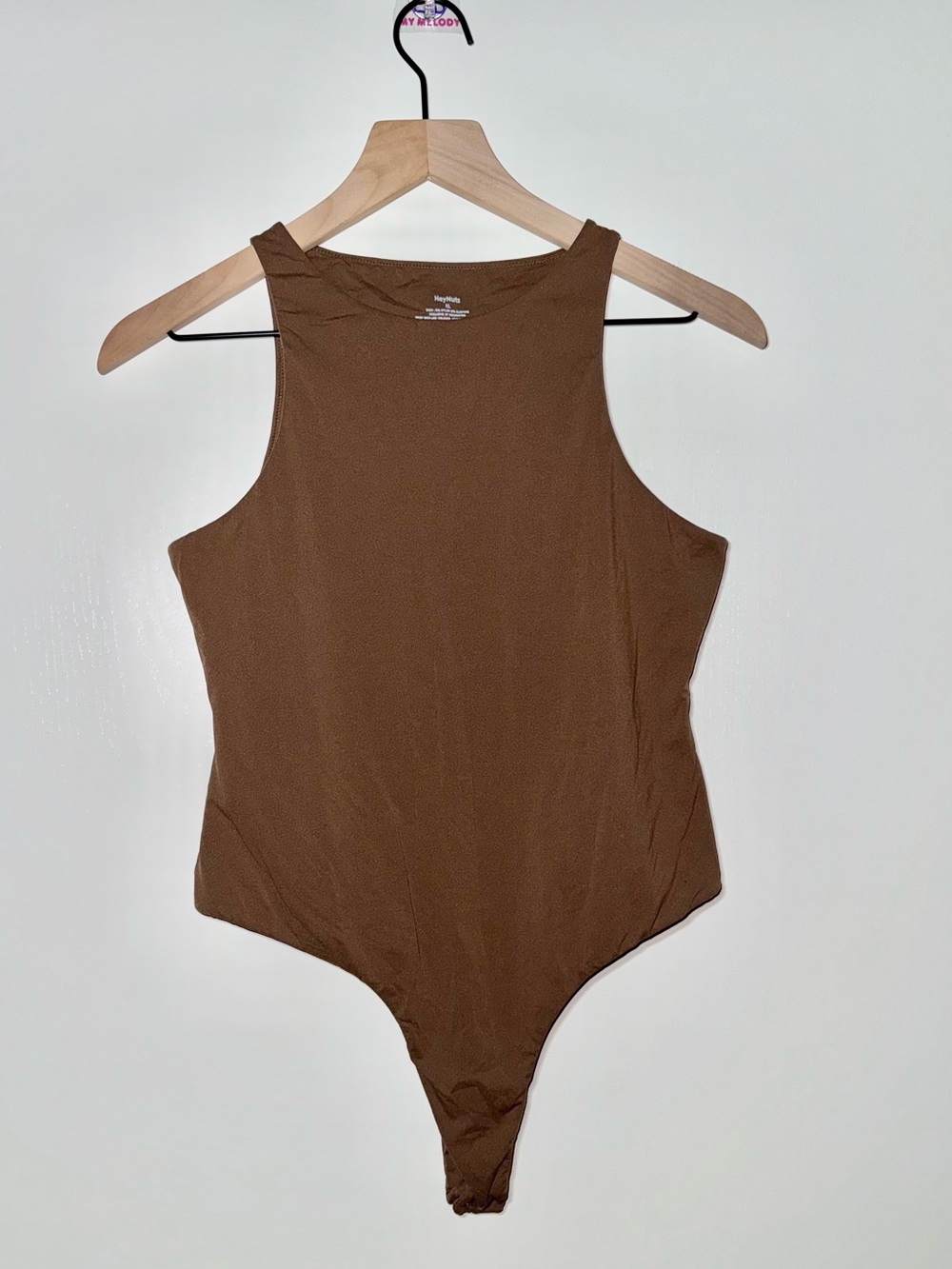 HeyNuts Women Size XL Double Layer High Neck Sleeveless Brown Bodysuit Racerback